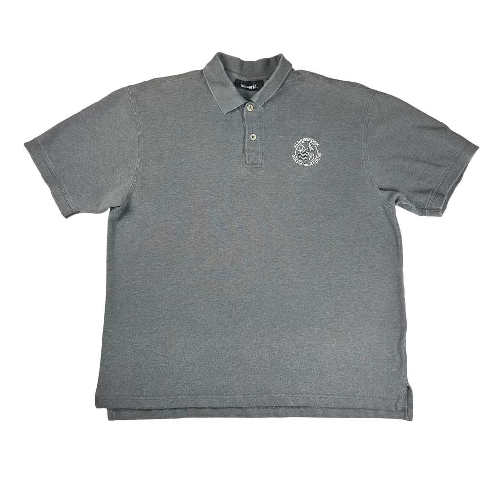 Ashworth Mens Gray Alderbrook Golf &‎ Yacht Club Pique Polo Shirt Size M Cotton